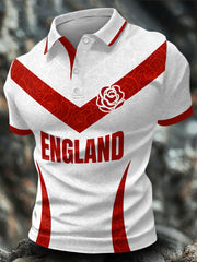 Herren-Freizeittops mit England-Rugby-Motiv und Rosenmotiv