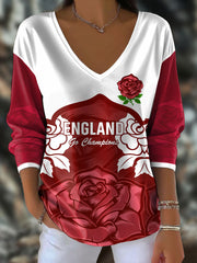 Women's England Rugby Roses Lover Printed Tops