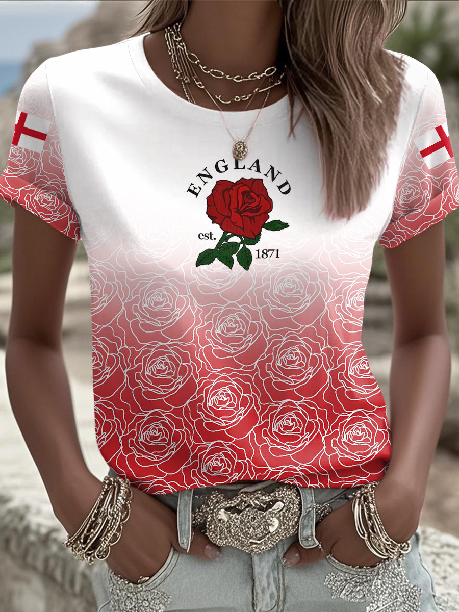 Women's England Rugby Roses Printed T-shirt