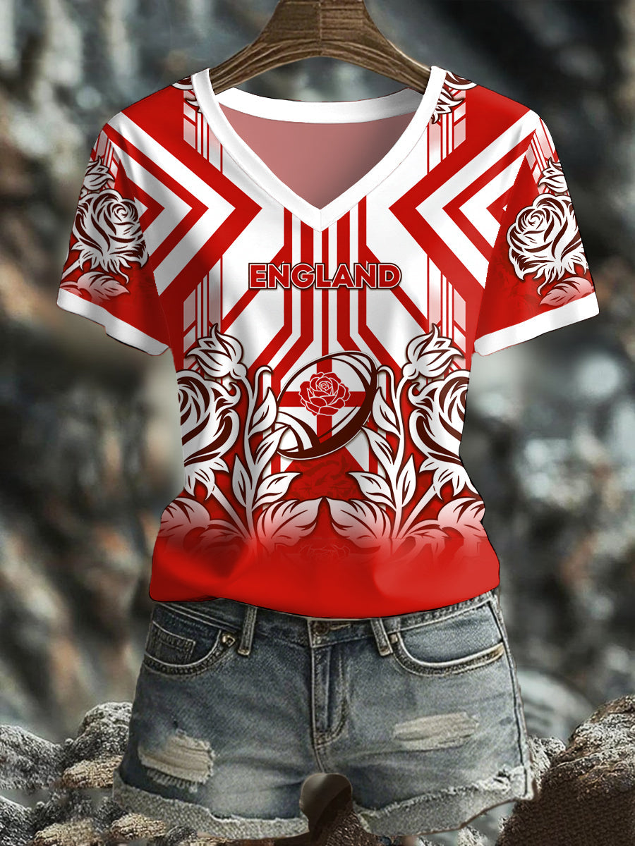 Women's England Rugby Roses Printed T-shirt