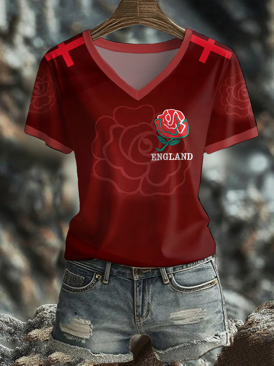 Women's England Rugby Roses Printed T-shirt