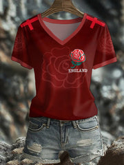 Women's England Rugby Roses Printed T-shirt