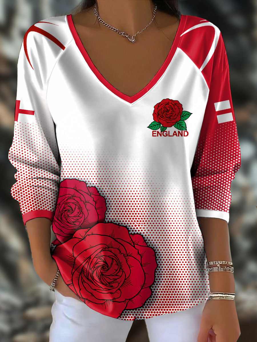 Women's England Rugby Roses Printed Tops