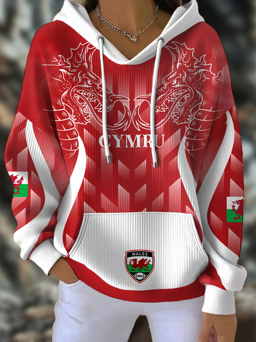 Women's Wales Welsh Rugby Lover Printed Hoodie