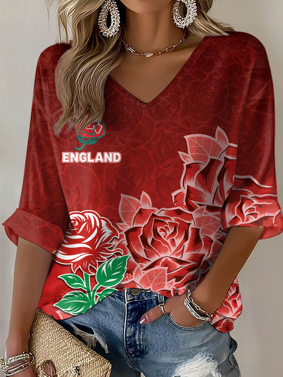 Women's England Rugby Lover Printed Waffle T-shirt