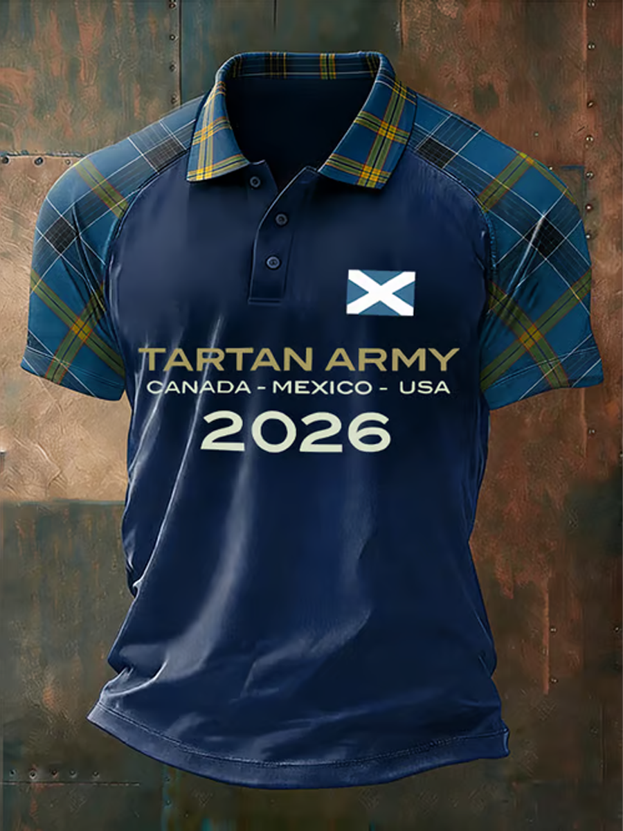 Men's UK Football Lover Scotland 2026 Printed three buttons shoulder sleeve