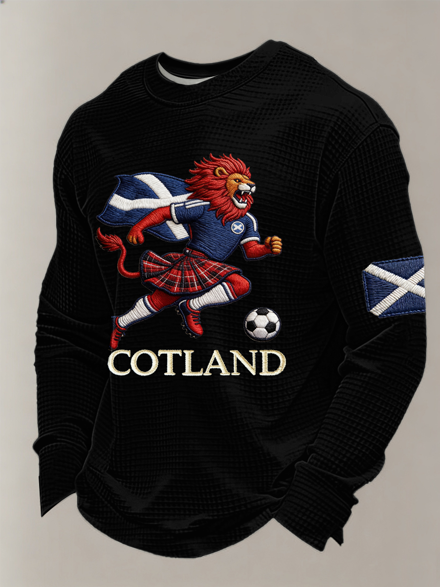 Men's UK Football Lover Scotland Printed Waffle Long Sleeve Top