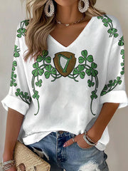 Women's The Green Army Ireland Rugby Lover Printed Waffle Tops
